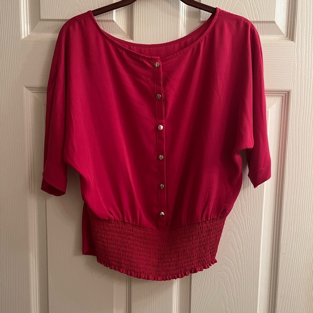 NY & CO~ RED BACK BUTTON BLOUSE~M - Picture 2 of 8